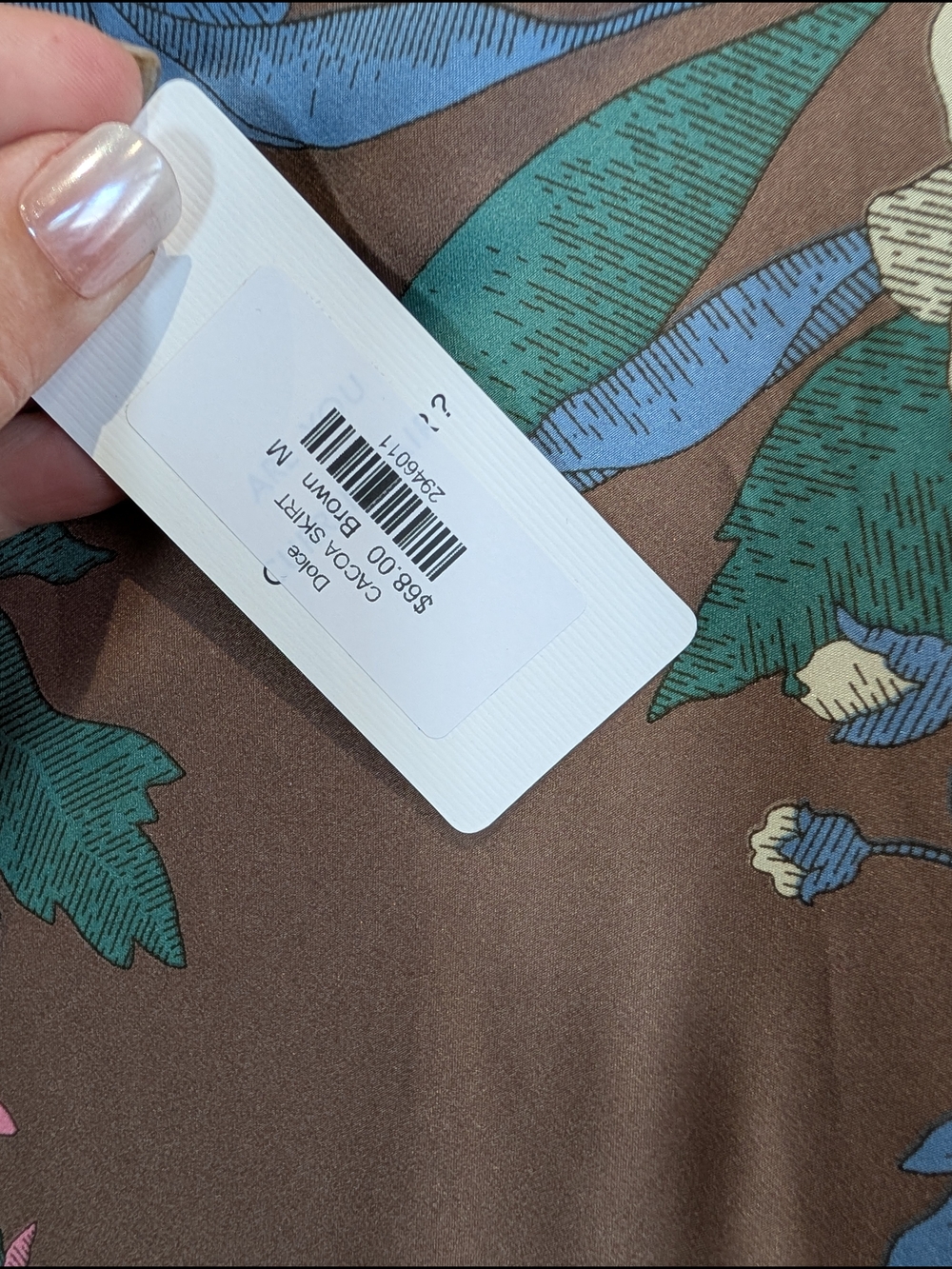 NWT Current Air Cacoa Floral Print Brown Midi Skirt with Blooms, Size M - Picture 3 of 6